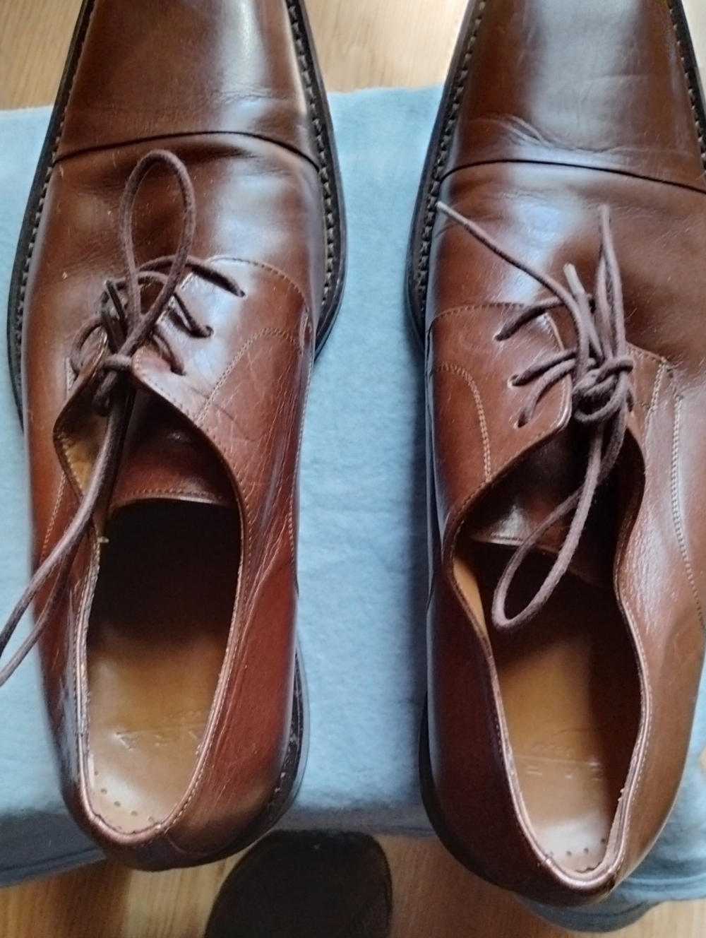 Zara Men's Brown Leather Derby Shoes